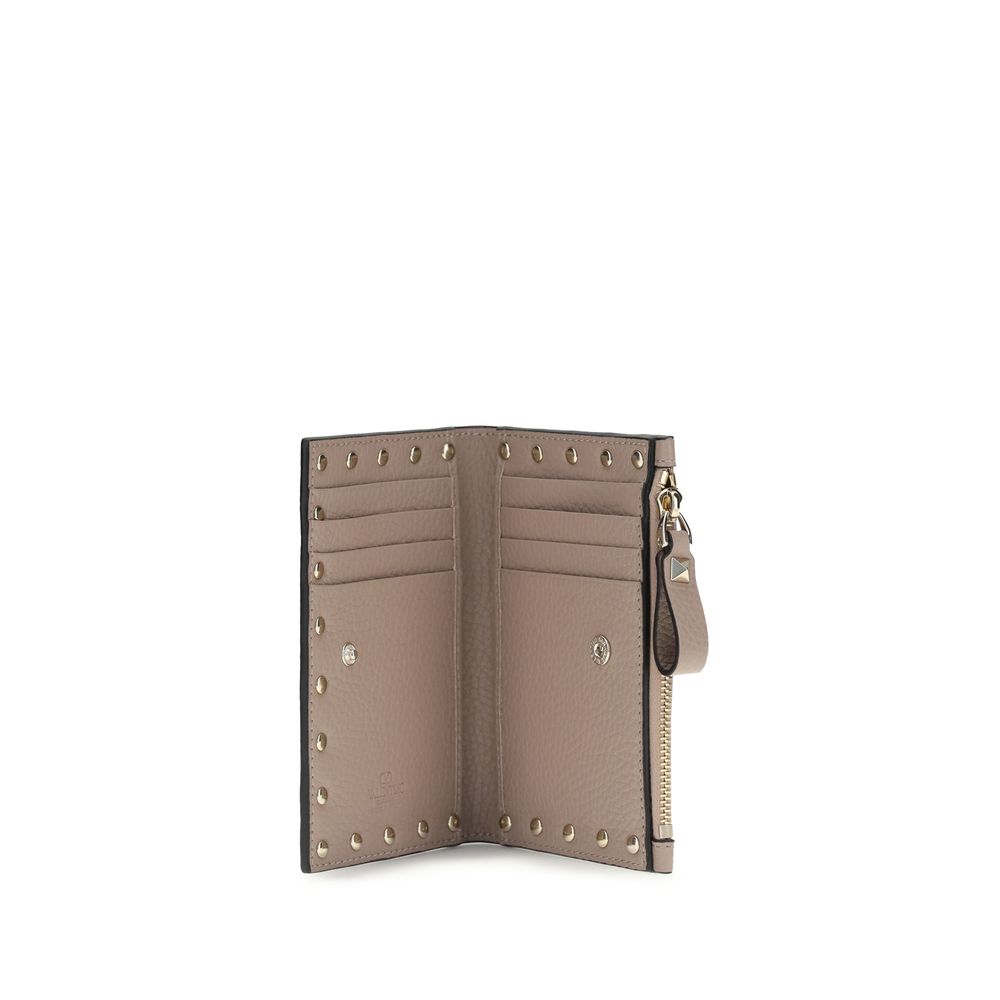 Valentino Garavani Beige Calfskin Zip-Around Wallet