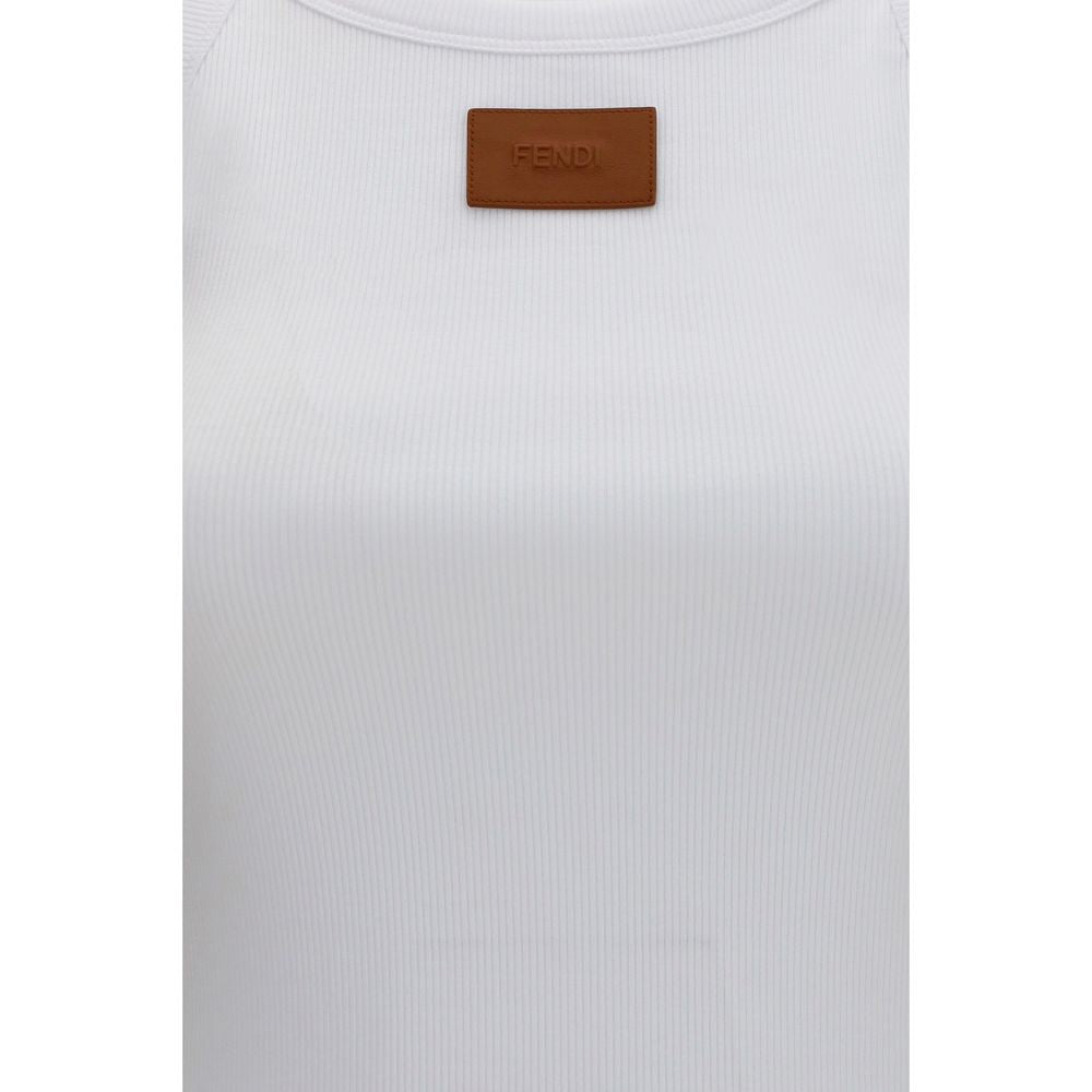 Camiseta Sin Mangas De Algodón Blanco Con Ajuste Regular Fendi