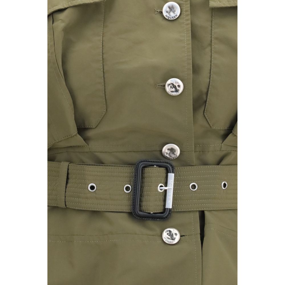 Chaqueta larga de algodón bicolor Alexander McQueen