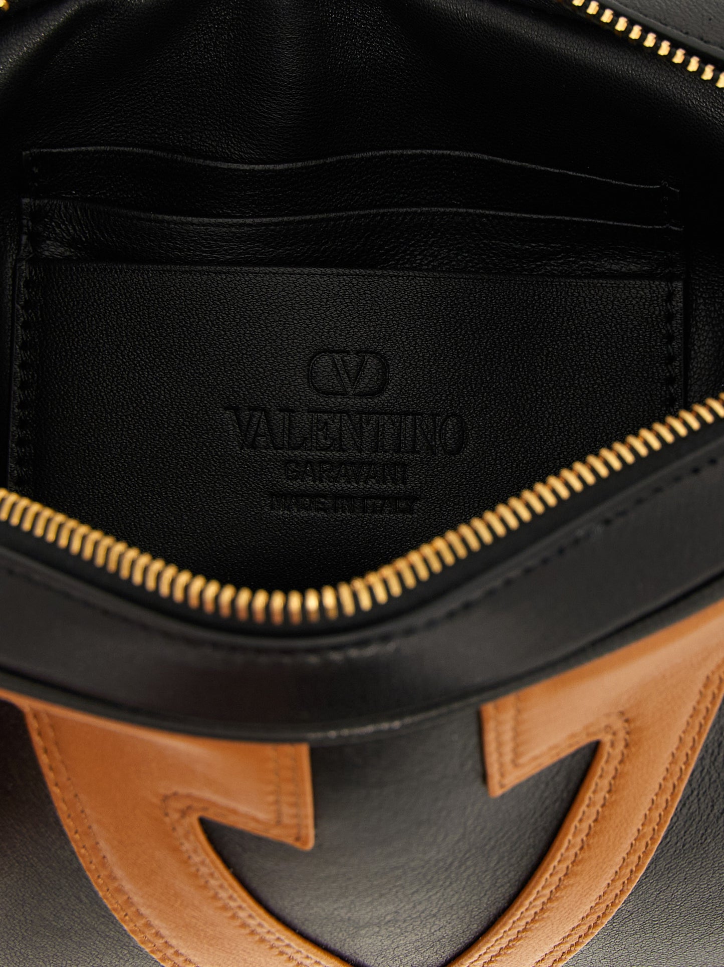 Sac bandoulière en cuir d'agneau marron Valentino Garavani