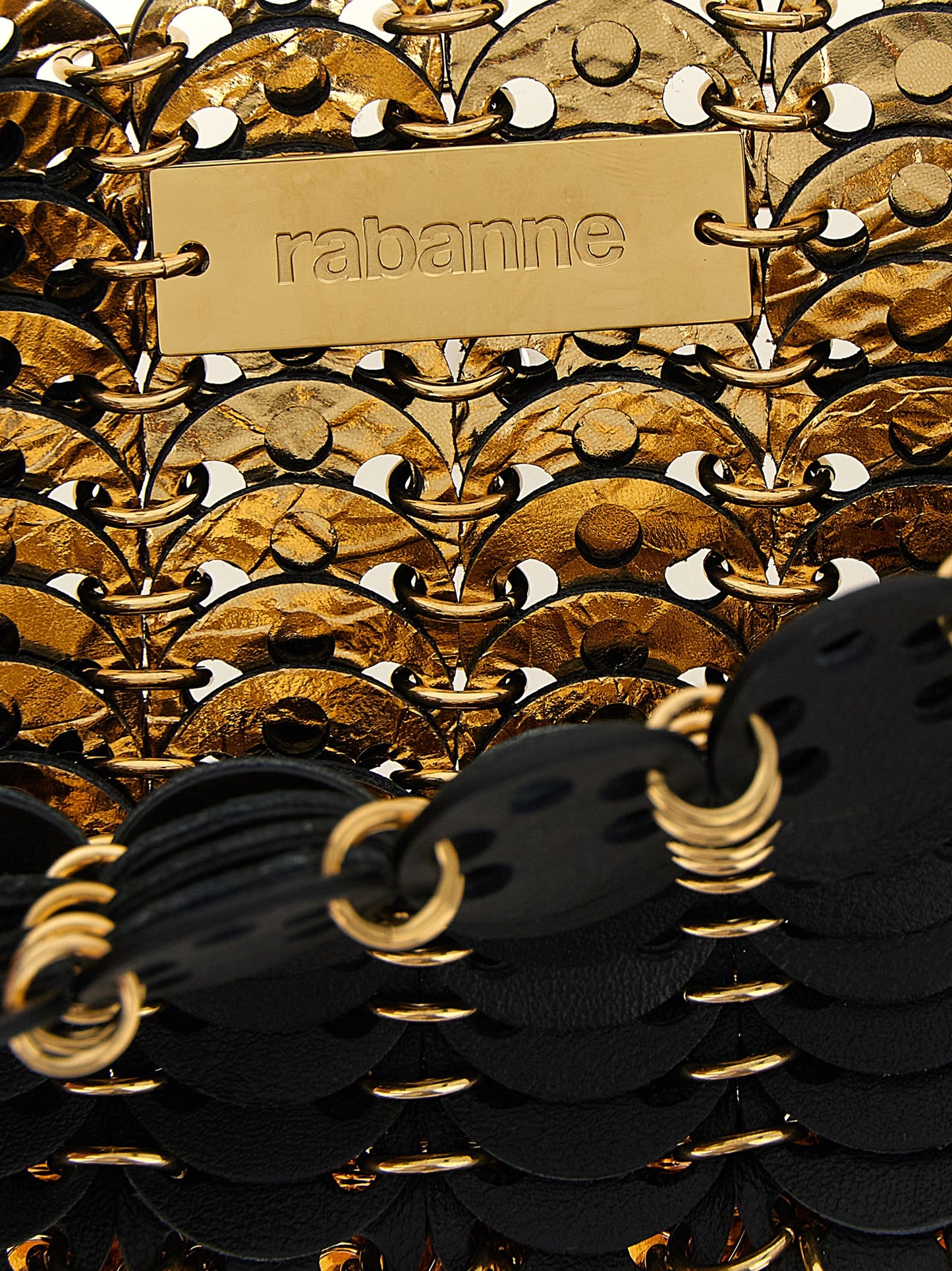 Bolso cruzado de piel de becerro negra Paco Rabanne