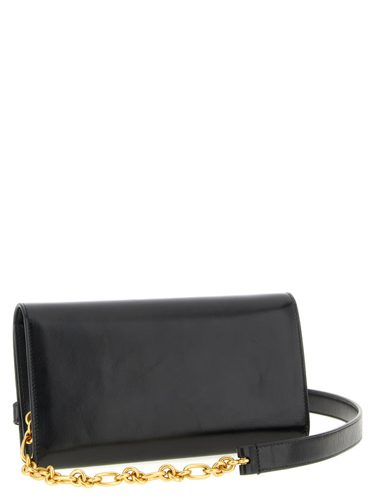 Tarjetero Balmain de piel de becerro negra