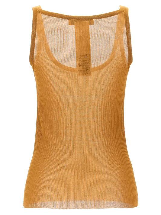Max Mara blusas sin mangas de seda beis