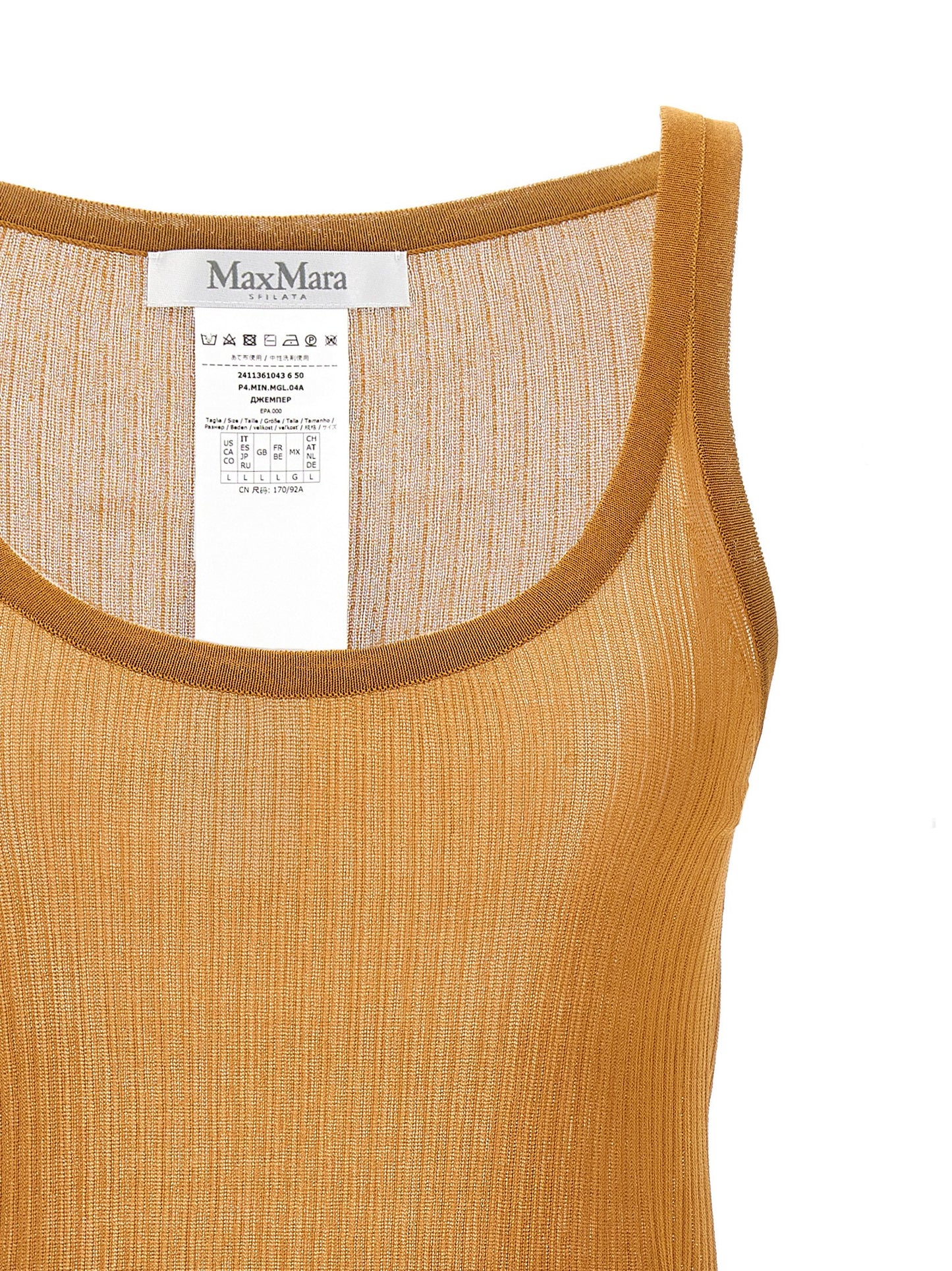 Max Mara blusas sin mangas de seda beis