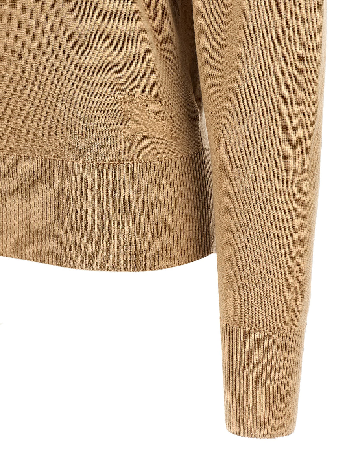 Burberry Beige Wool Cardigan with Intarsia Finish