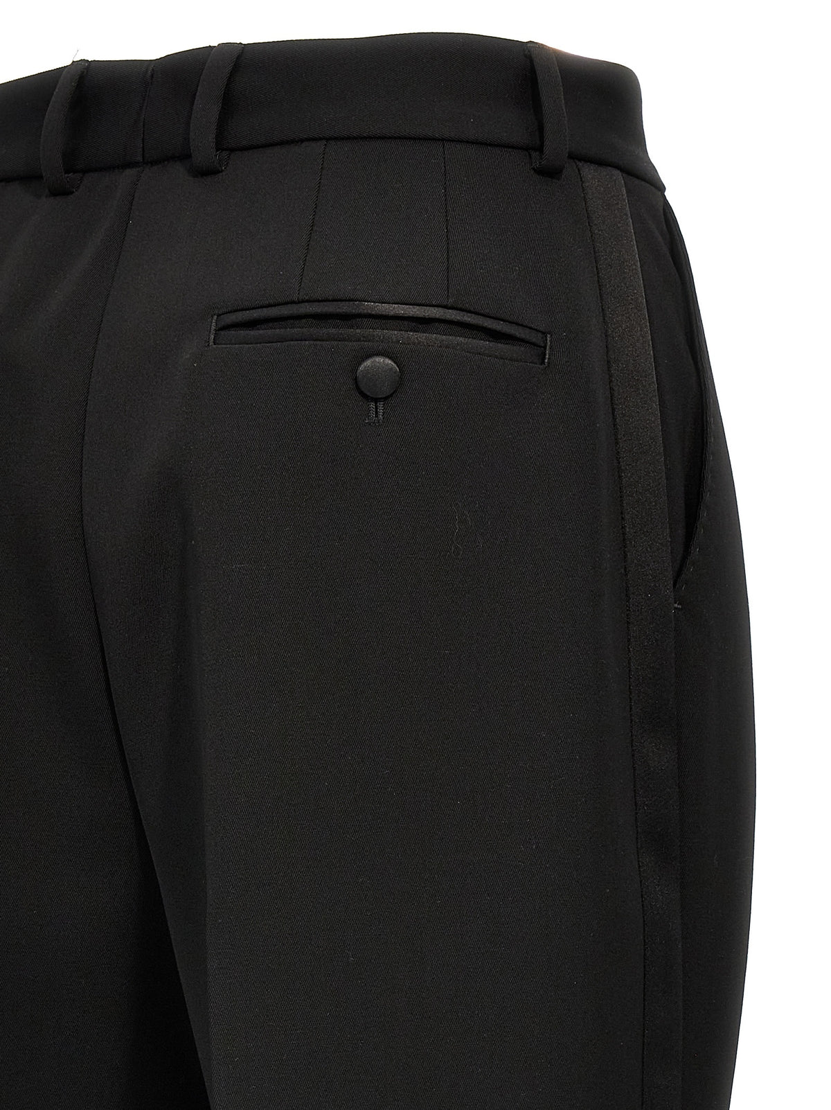 Dolce & Gabbana Pantalones De Smoking De Lana Virgen Y Negro