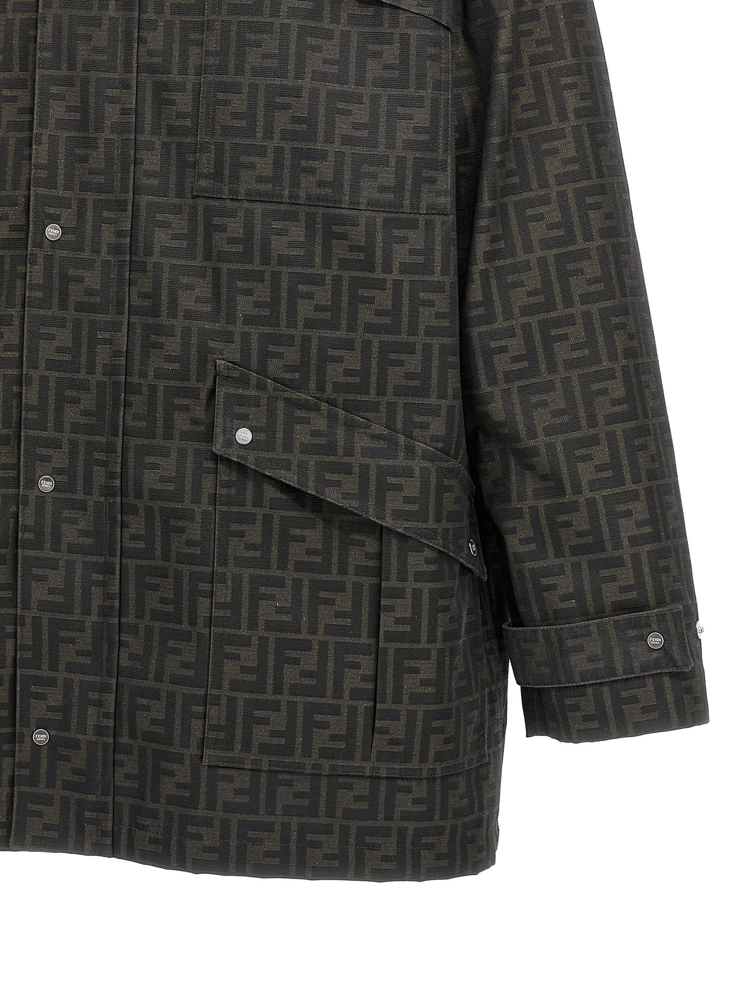 Chaqueta larga Fendi de poliéster marrón