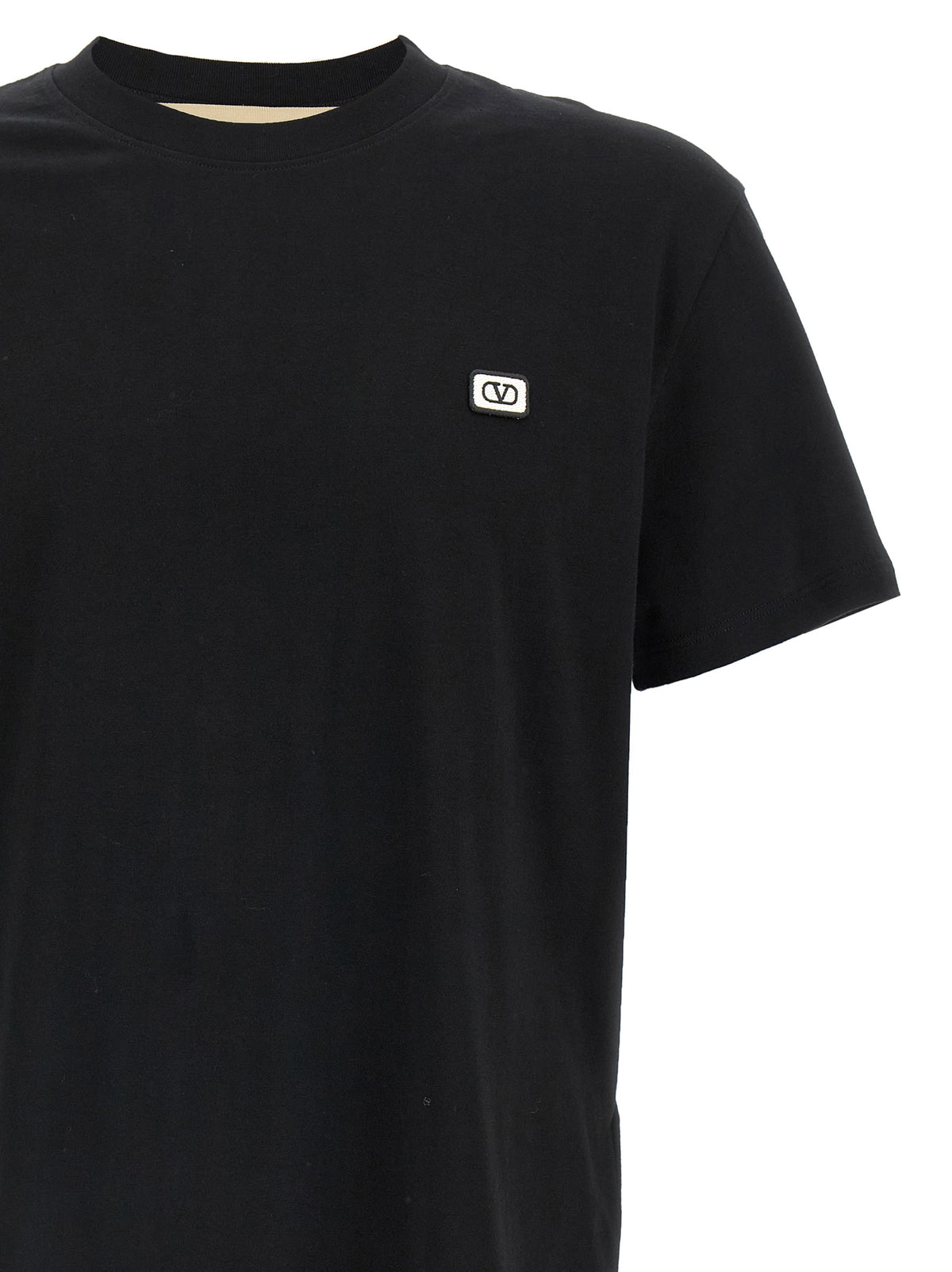 T-shirt Valentino Garavani En Coton Noir Avec VLogo Avant