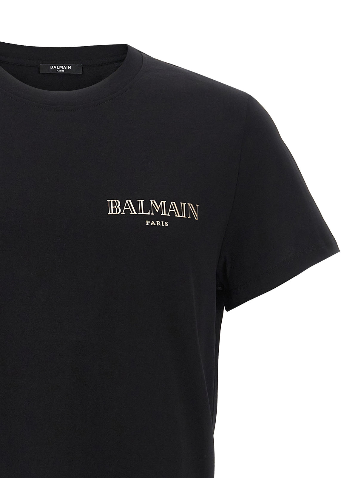 Camiseta De Manga Corta De Algodón Orgánico Negro Balmain