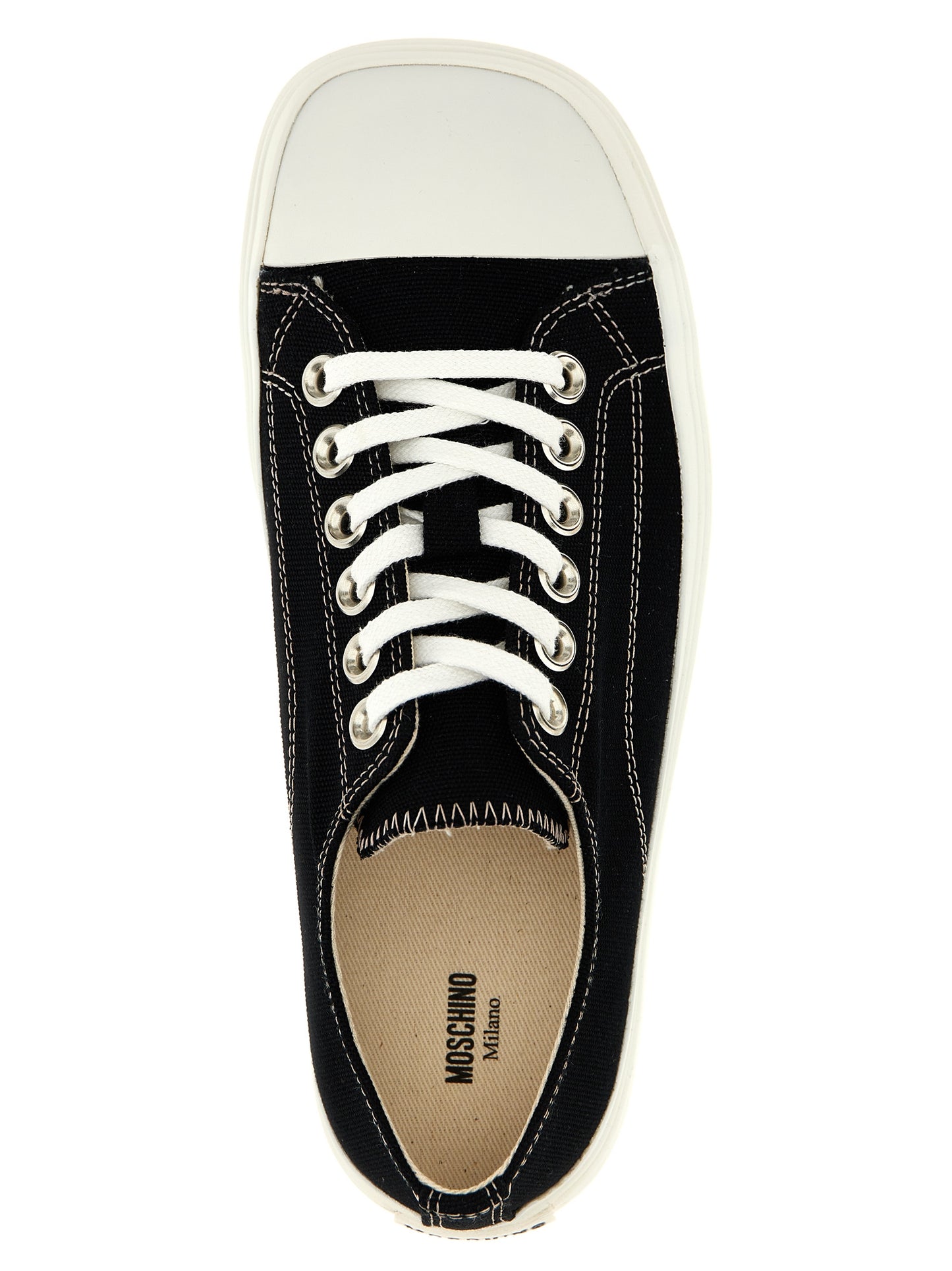 Zapatillas Moschino De Algodón De Corte Bajo Negras