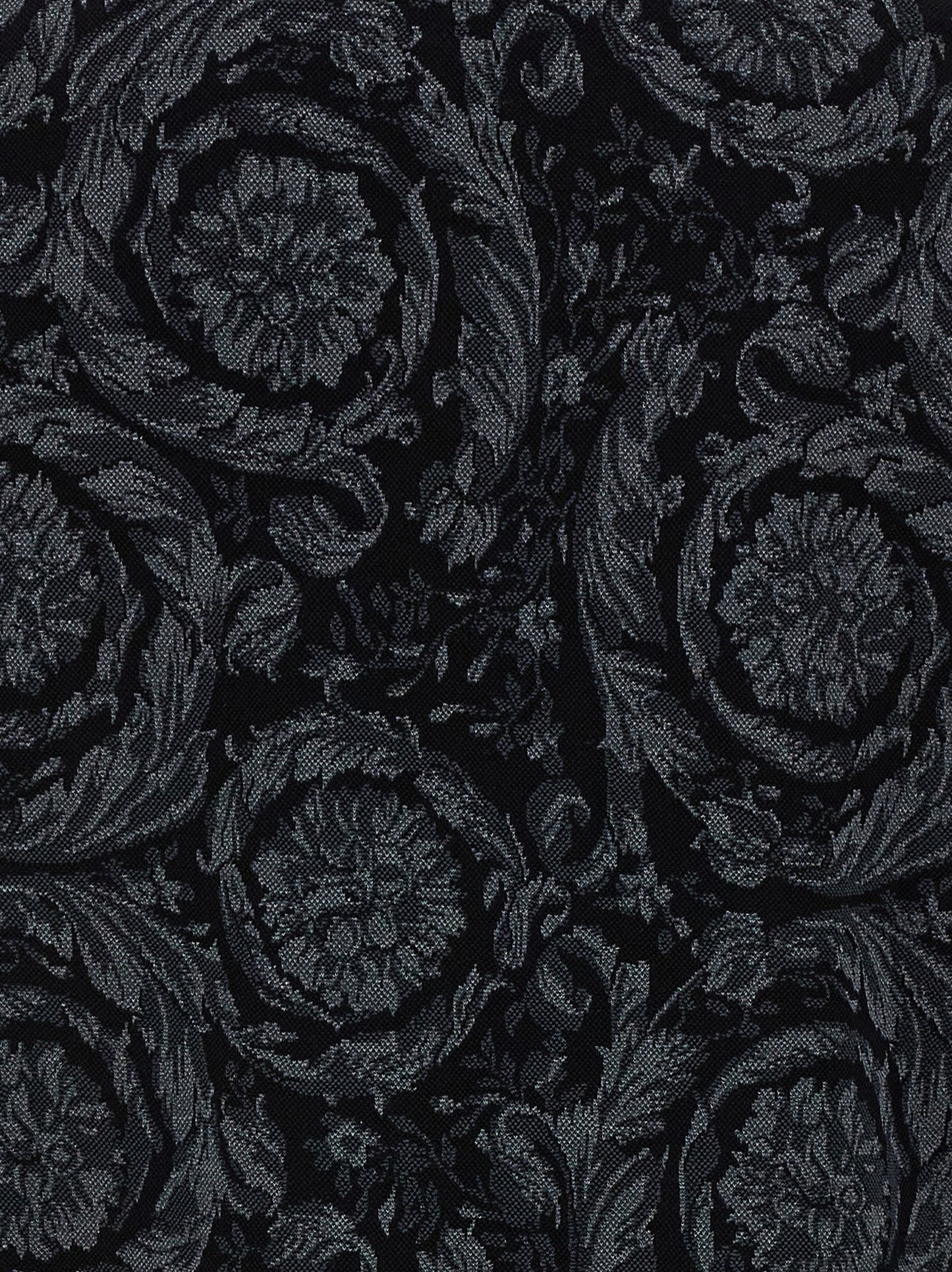 Versace Gray Cotton Polo Shirt with Baroque Jacquard Finish