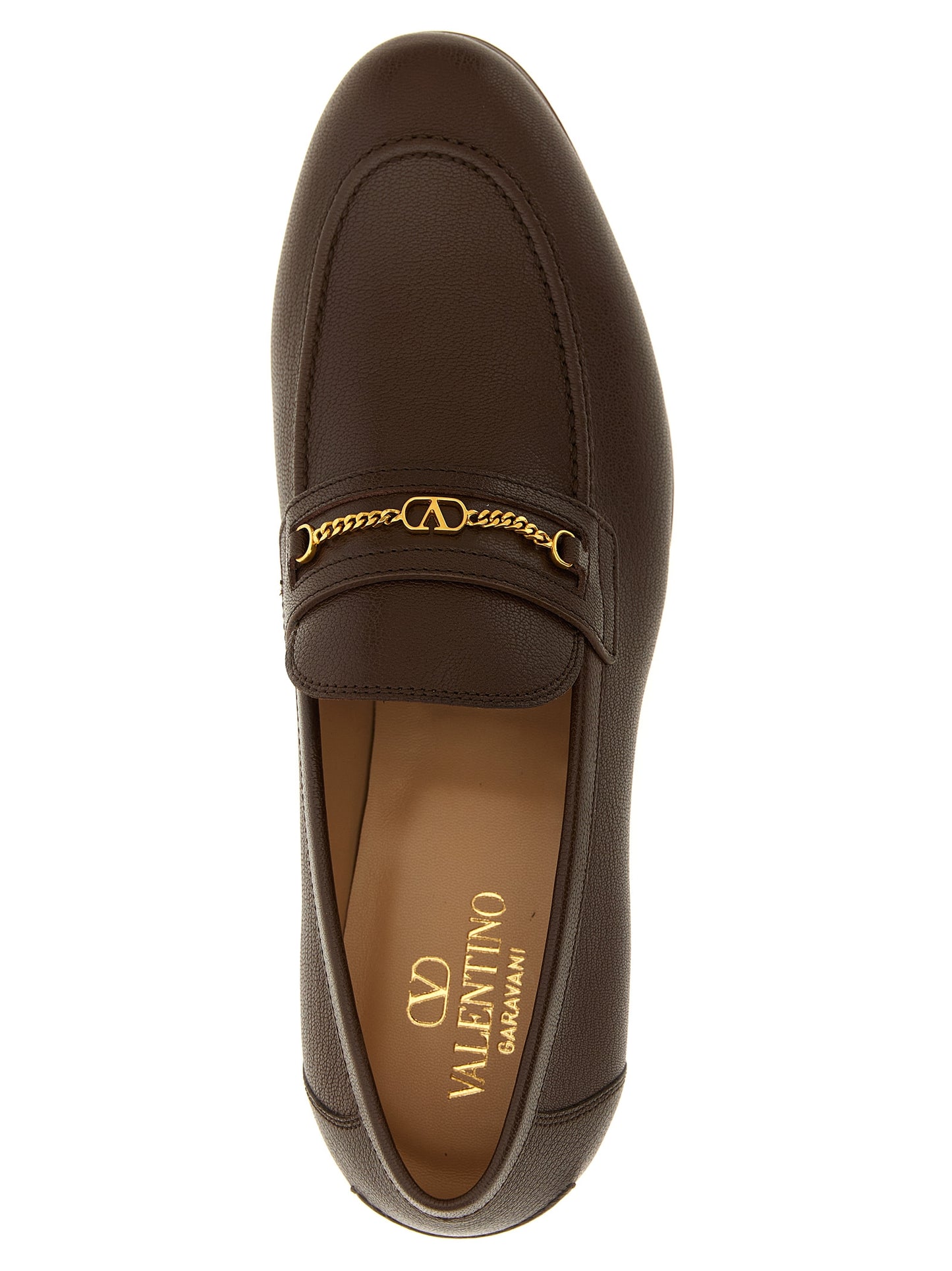 Mocasines sin cordones Valentino Garavani de piel de cabra marrón