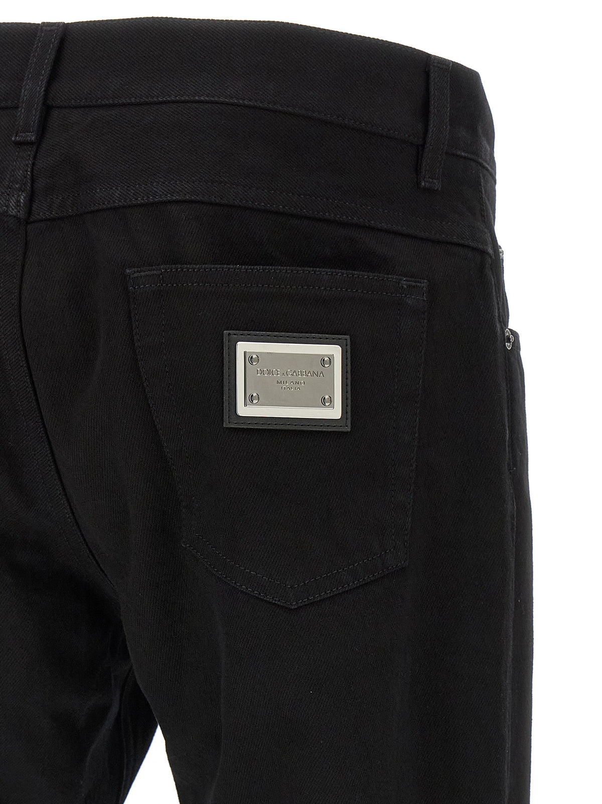 Dolce & Gabbana Vaqueros De Algodón Negro Pierna Recta