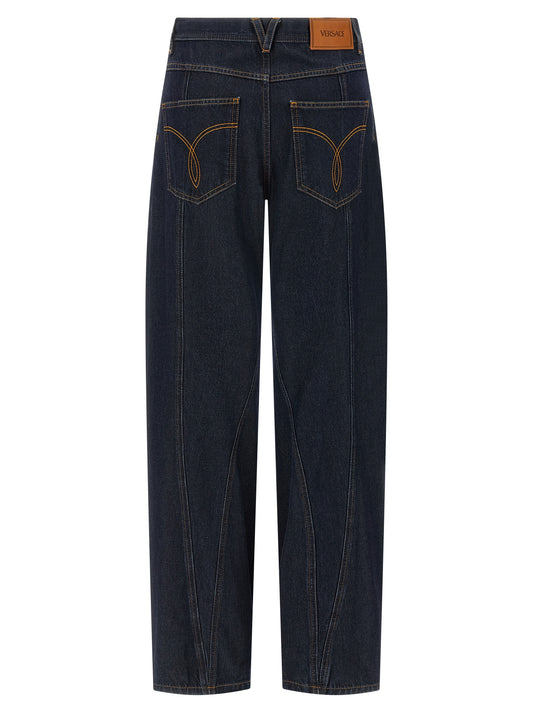 Vaqueros Versace azules de algodón de talle alto