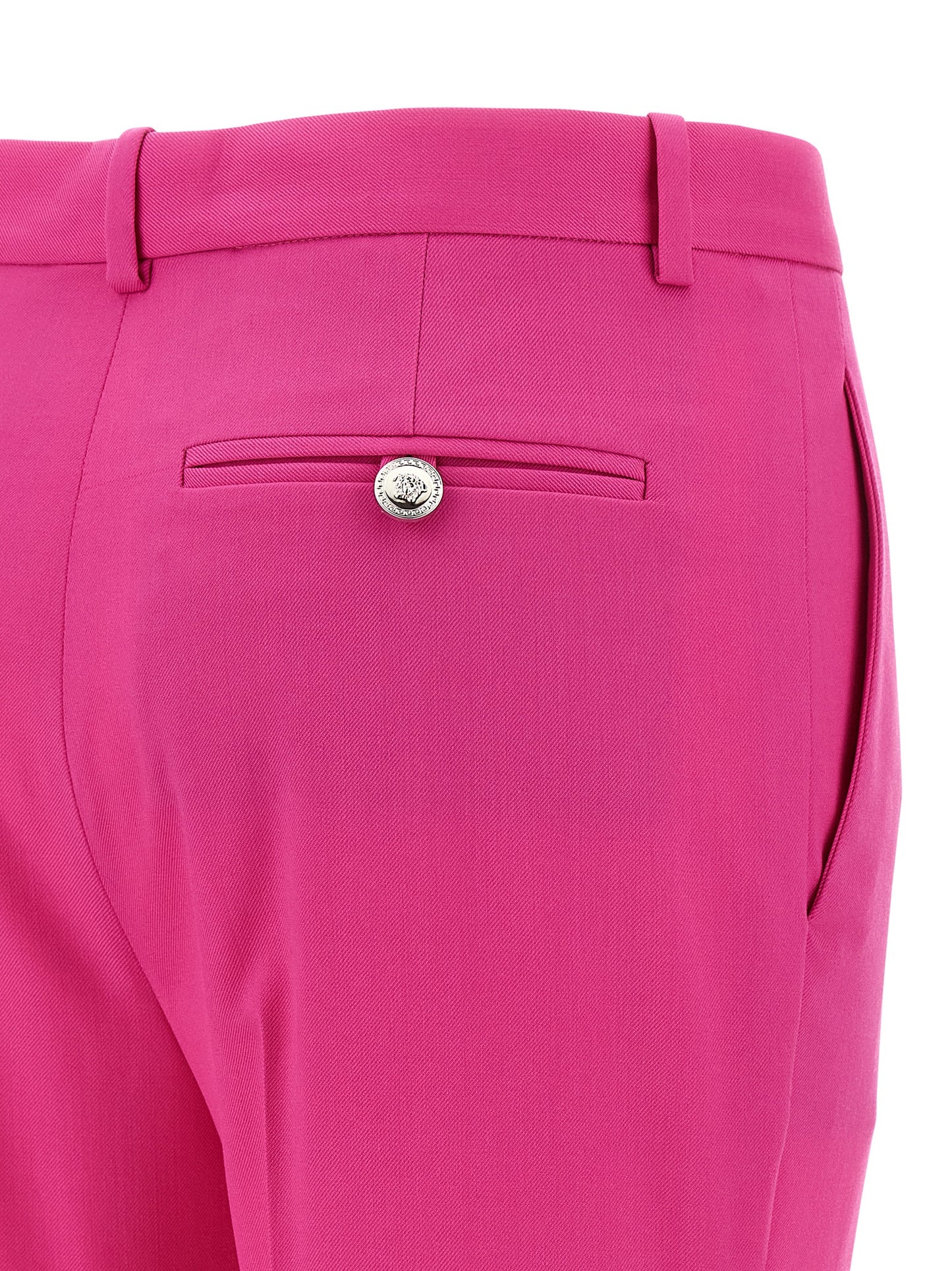 Pantalones acampanados Versace de lana virgen fucsia