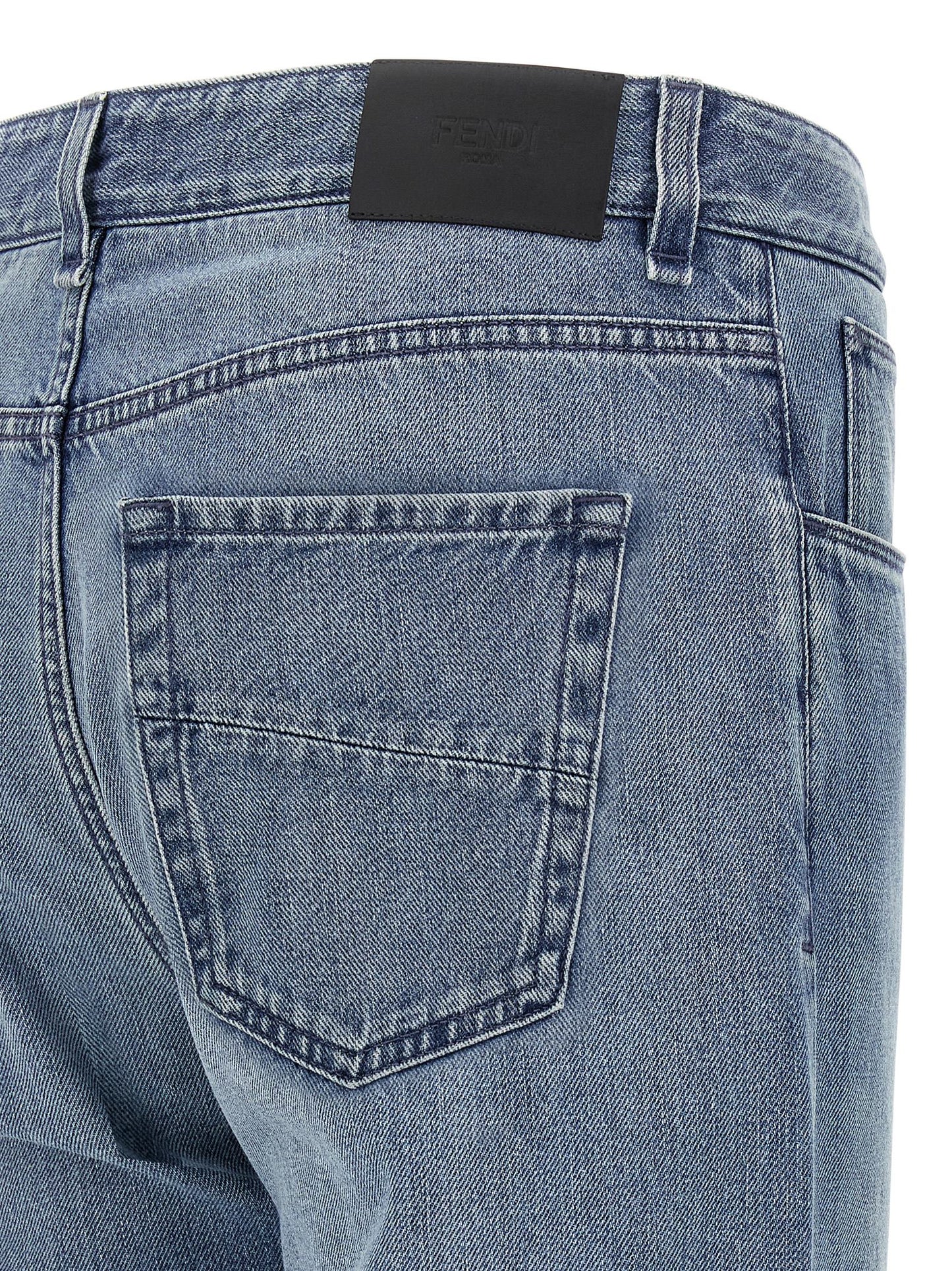 Pantalones Vaqueros Fendi De Algodón Azul Con Pierna Recta
