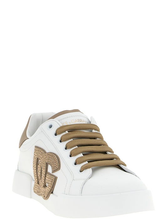 Zapatillas Dolce & Gabbana de piel de becerro beige