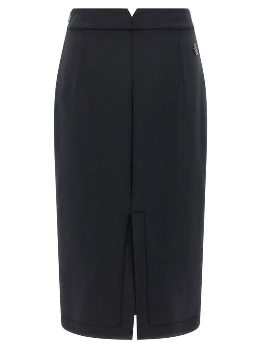 MONCLER GENIUS Falda Midi Negra de Poliéster