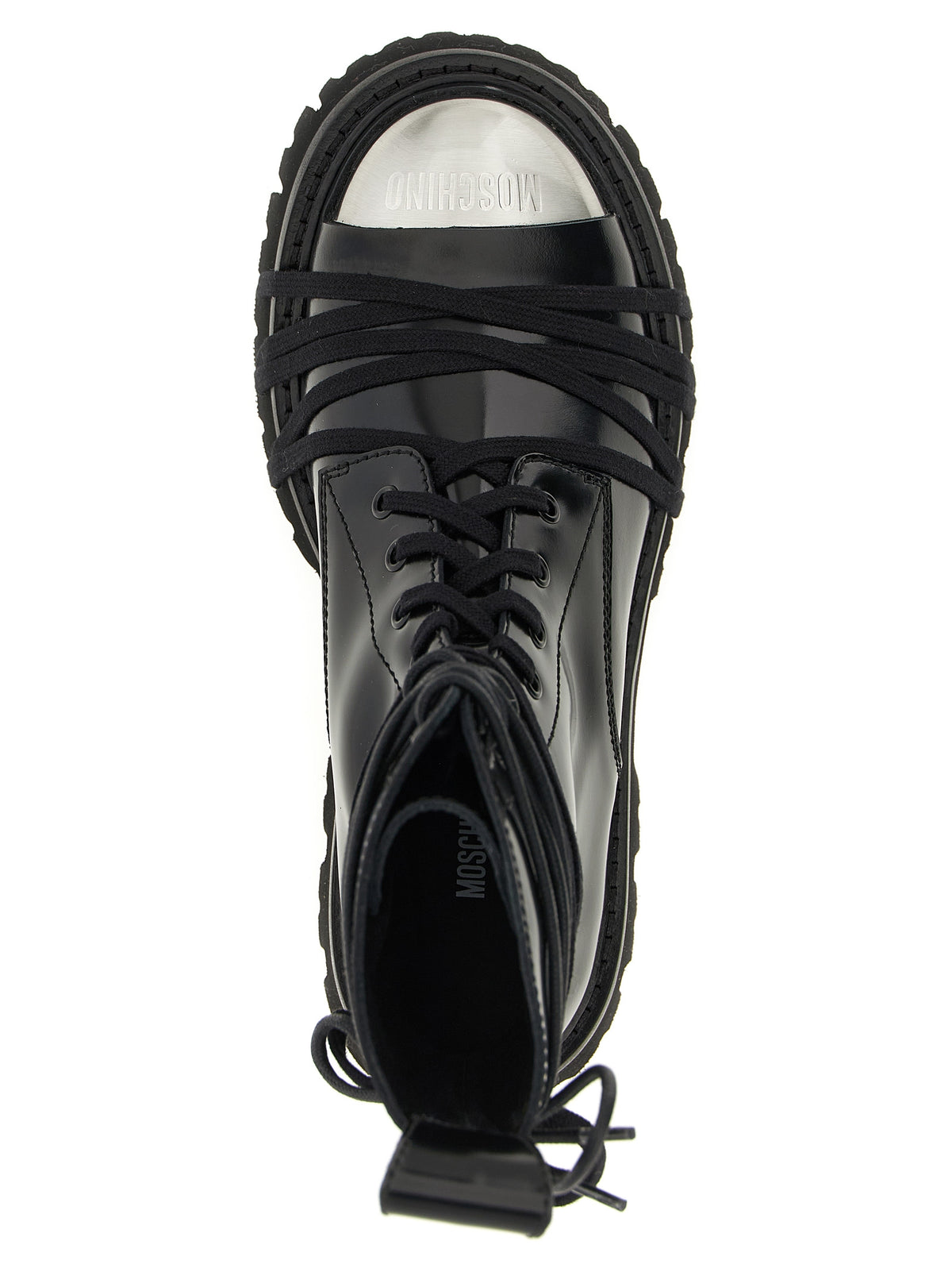 Botas Con Cordones Moschino - Piel De Becerro Negra