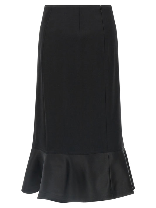 Falda midi Fendi de lana virgen negra