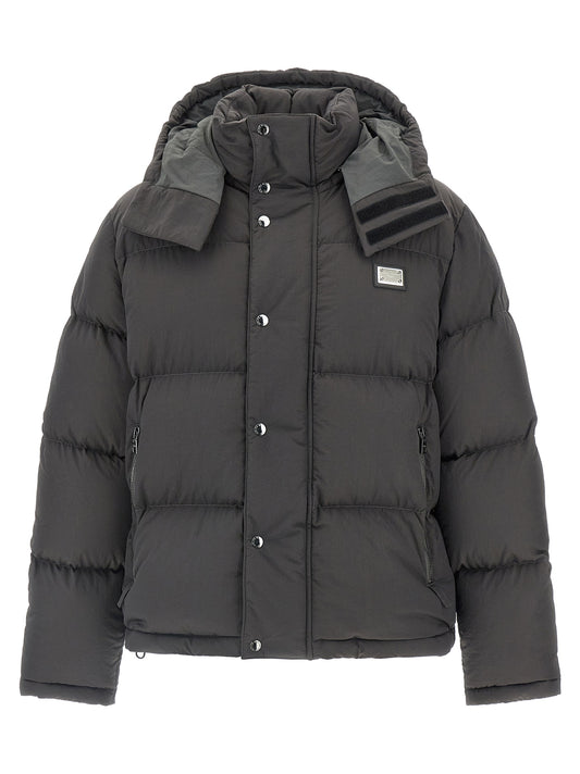 Chaqueta larga de poliamida gris Dolce & Gabbana