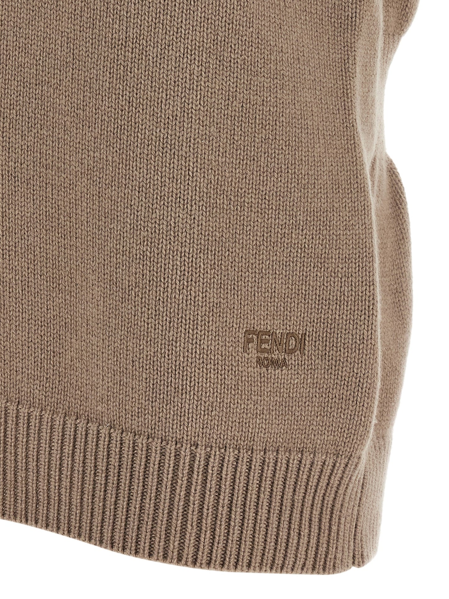 Veste sans manches en cachemire beige Fendi