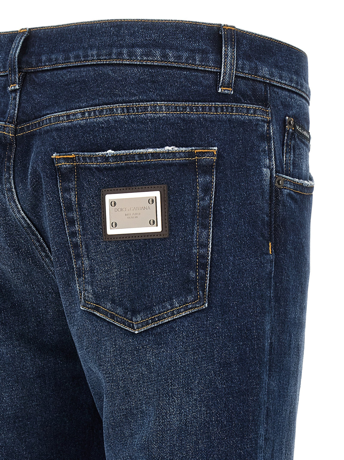 Dolce & Gabbana Pantalones Vaqueros de Algodón Azul con Pierna Recta