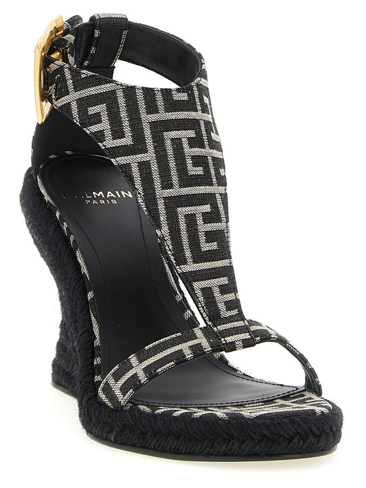 Sandalias Balmain de cuña de poliéster negras