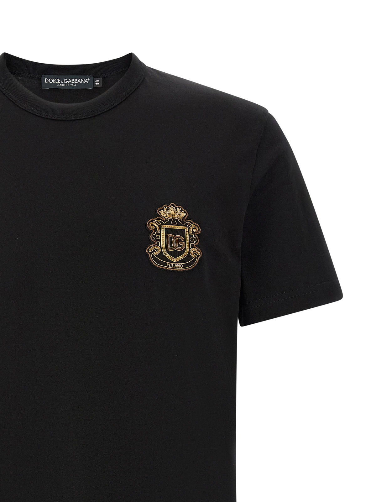 T-shirt Noir Col Rond Classique En Coton Dolce & Gabbana