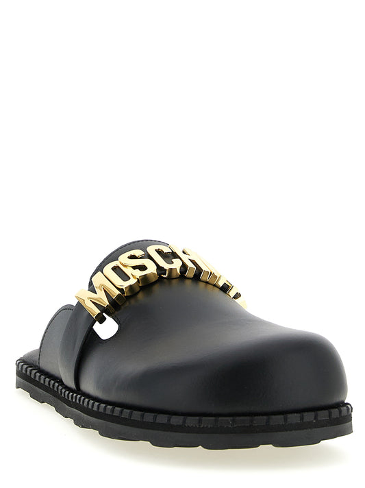 Zuecos Moschino de piel de becerro negra