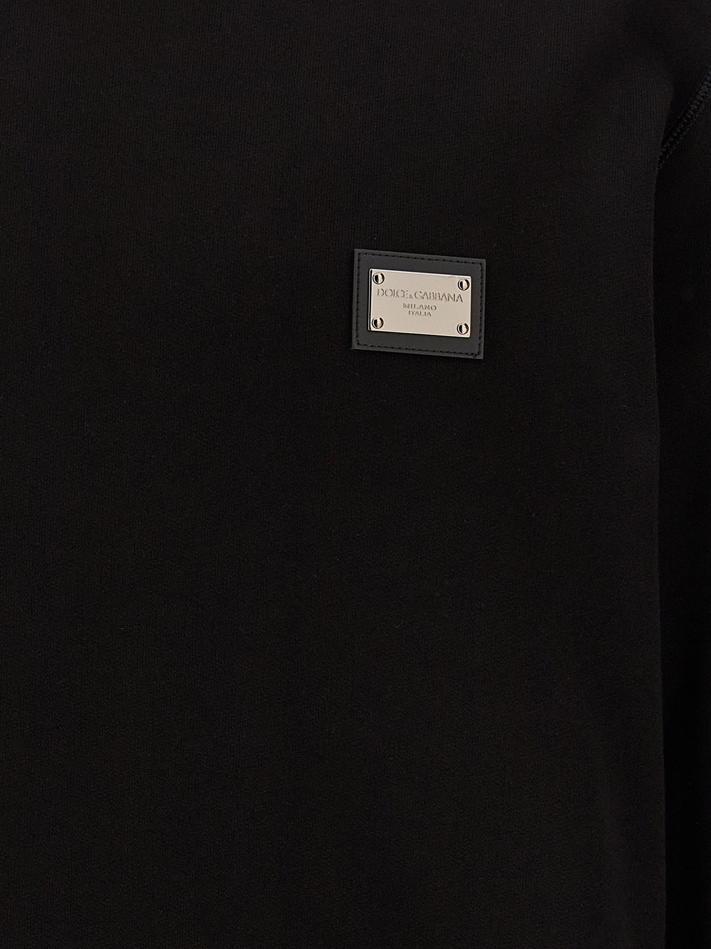 Dolce & Gabbana Sudadera De Algodón Negro Cepillado