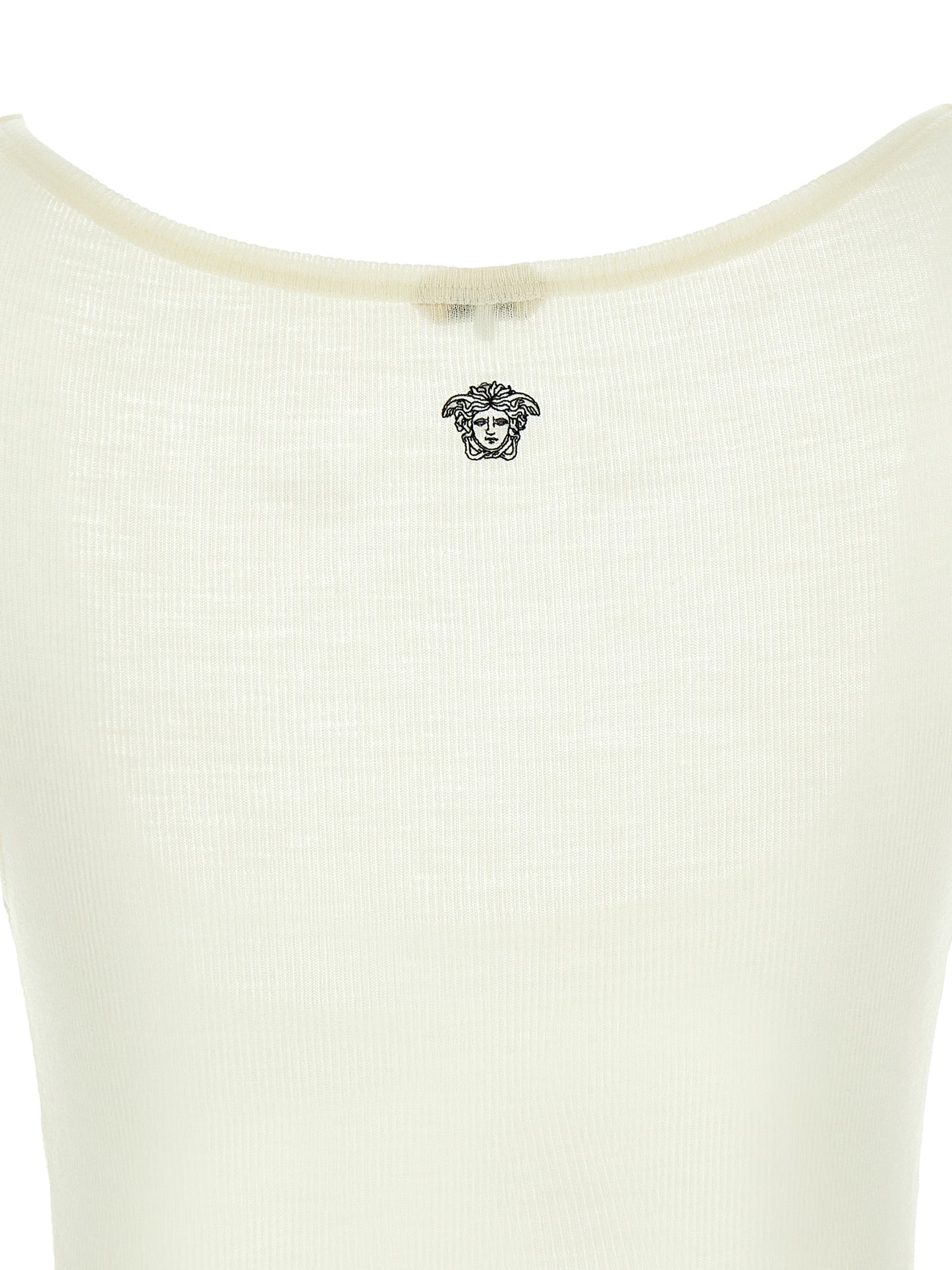T-shirt sans manches en laine vierge blanche Versace