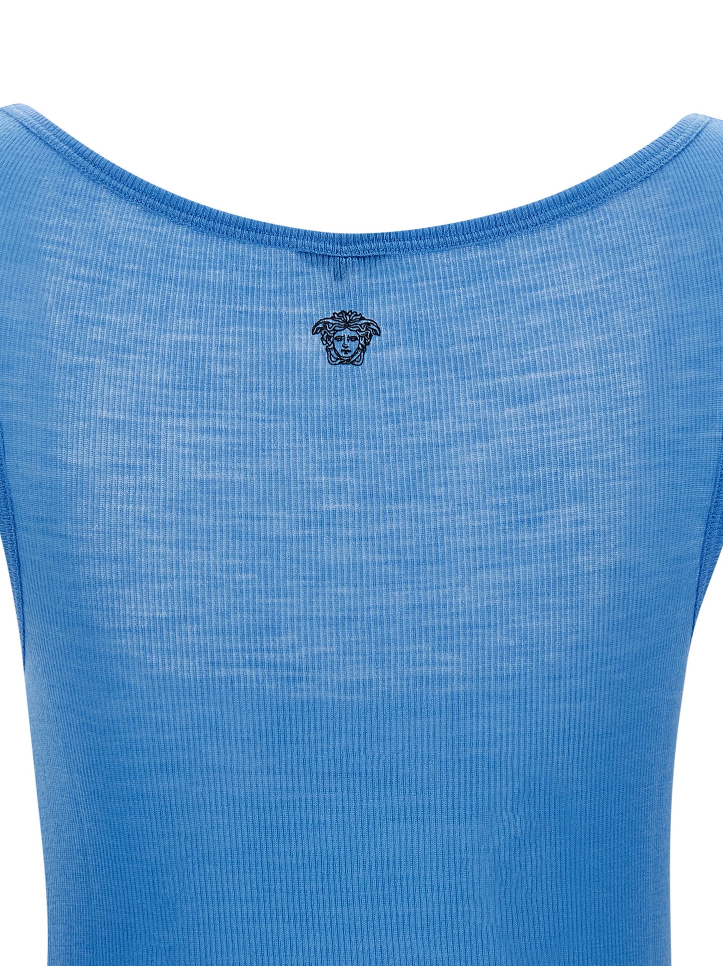 Camisetas sin mangas Versace de lana virgen azul