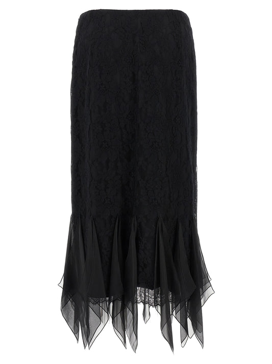 Falda midi Valentino Garavani de algodón negro