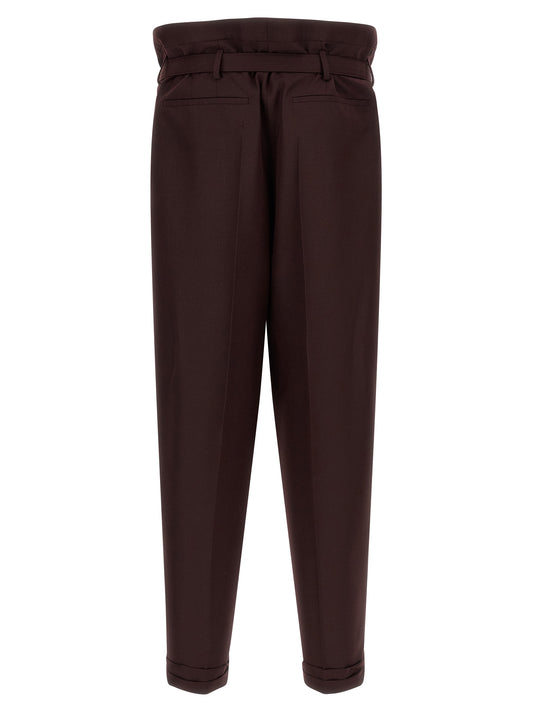 Pantalones informales de lana morados Saint Laurent