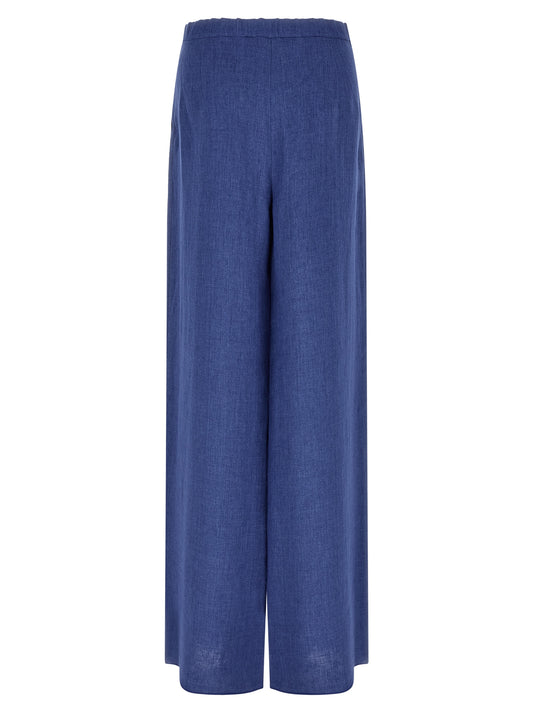 Pantalones casuales de lino azules de Max Mara