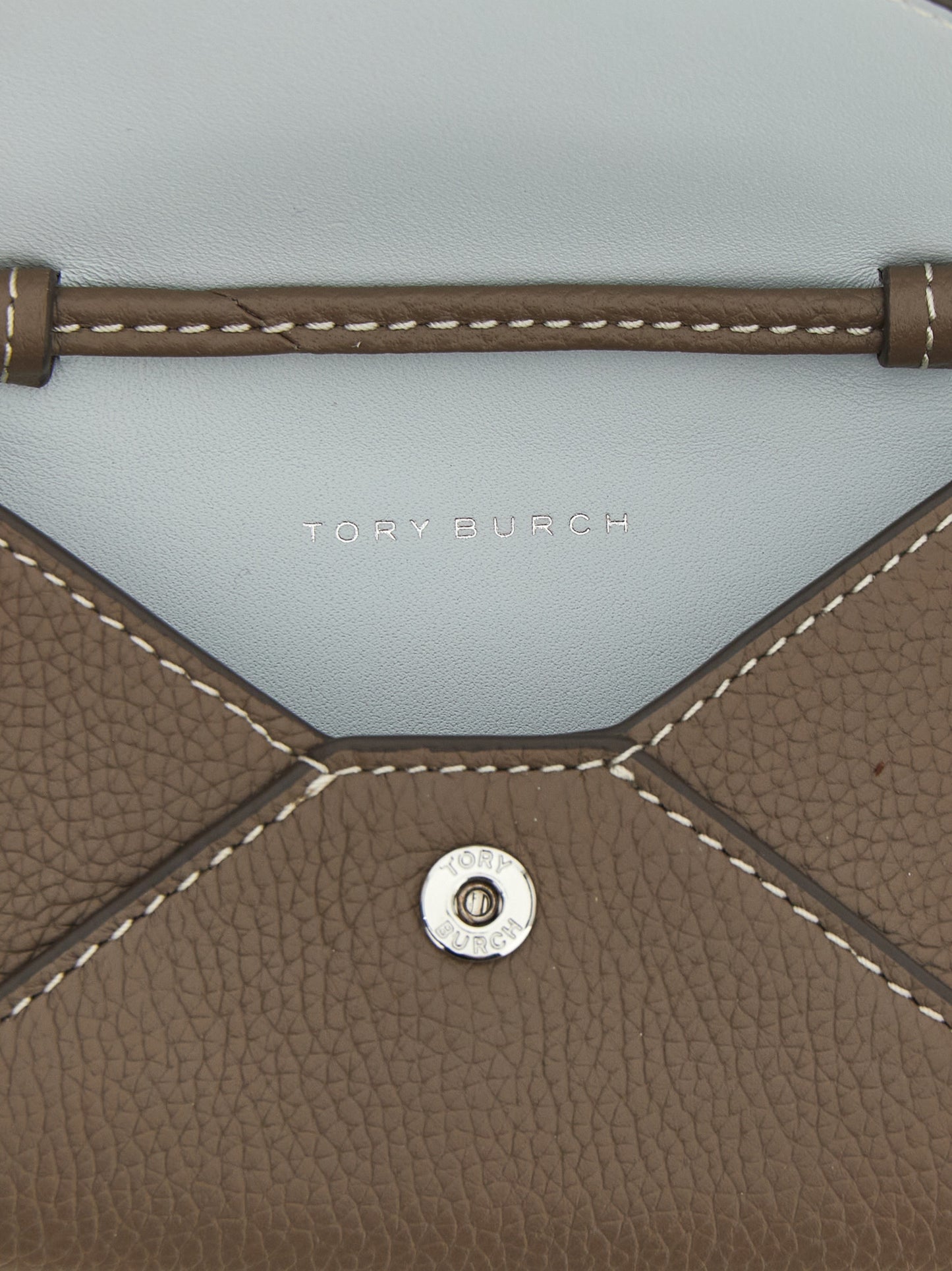 Tarjetero Tory Burch de piel de vaca marrón