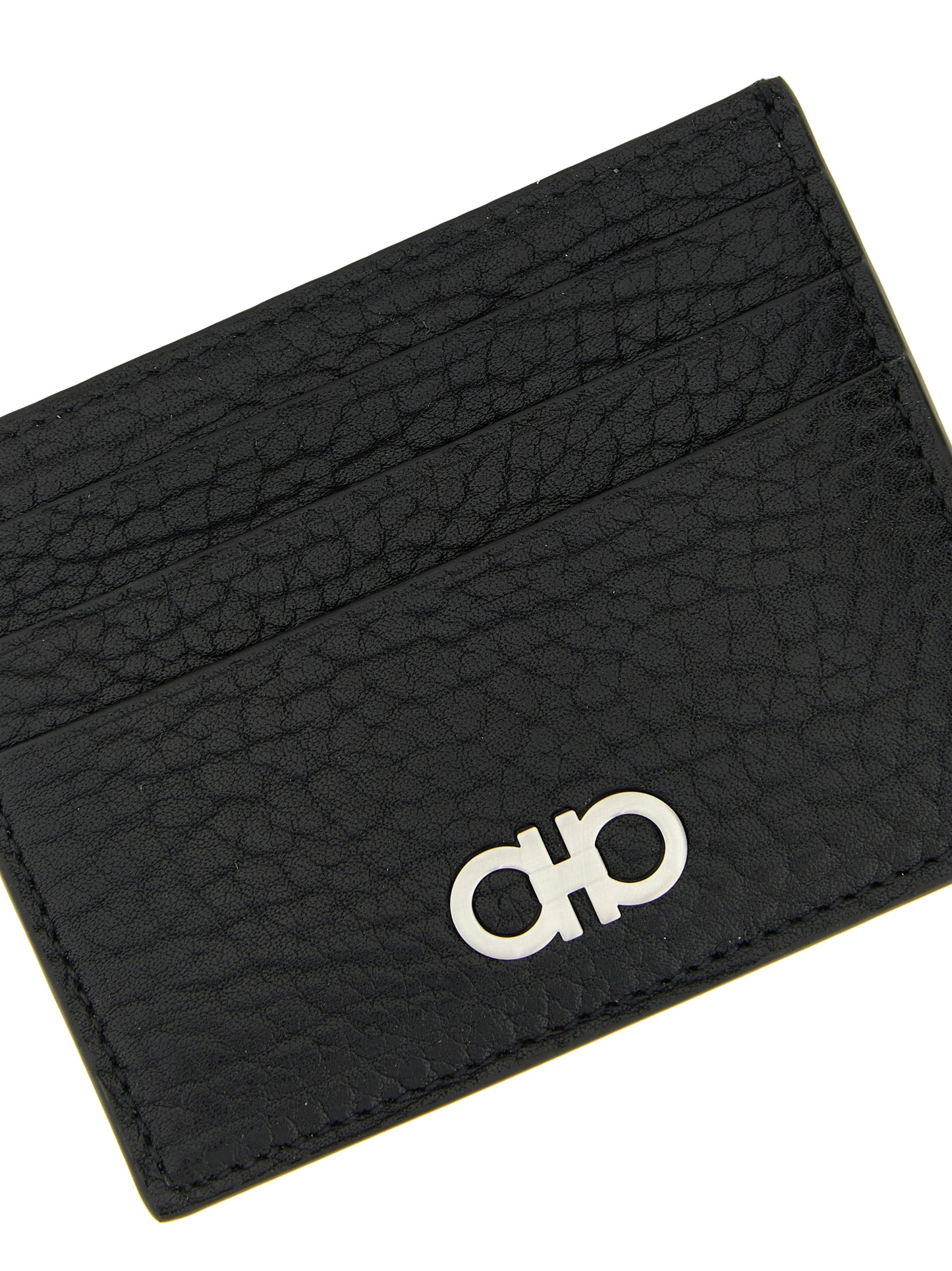 Porte-cartes Ferragamo en cuir de veau noir