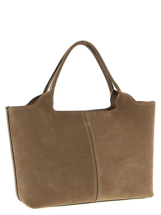 Bolso tote de piel de becerro beige de Tod's