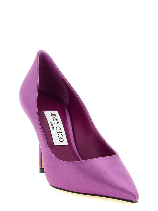 Zapatillas De Tacón Alto Con Tencel Morado Jimmy Choo