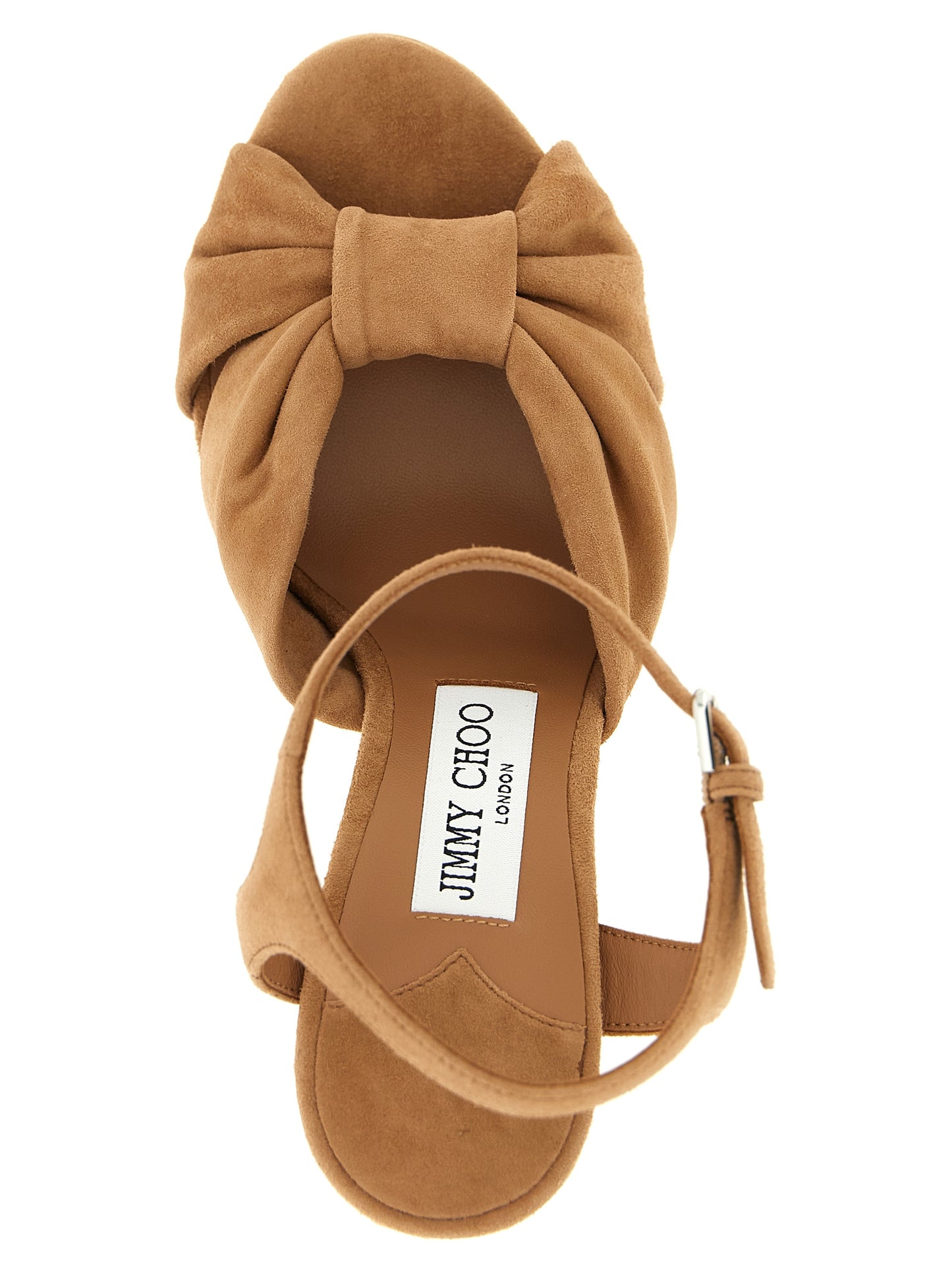 Sandalias de tacón de aguja de cuero marrón Jimmy Choo