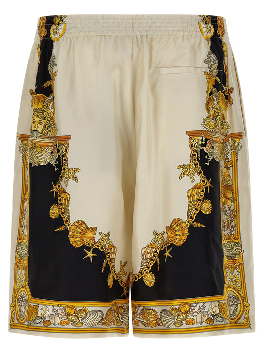 Pantalones cortos bermudas de seda multicolor Versace