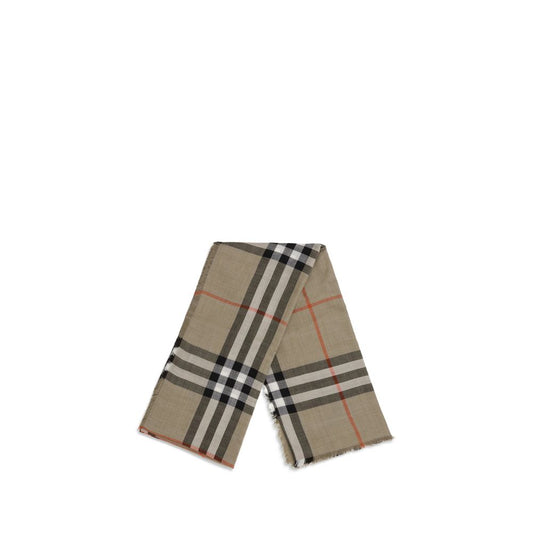Bufanda Burberry Oves Aries Beige Reversible De Lana Y Seda