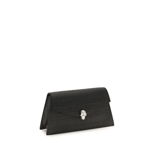 Alexander McQueen Clutch de piel de becerro negra Bos Taurus