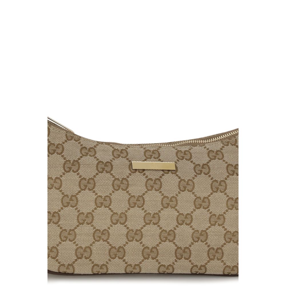 Bolso De Mano Gucci De Tela Beige Con Estructura Lateral