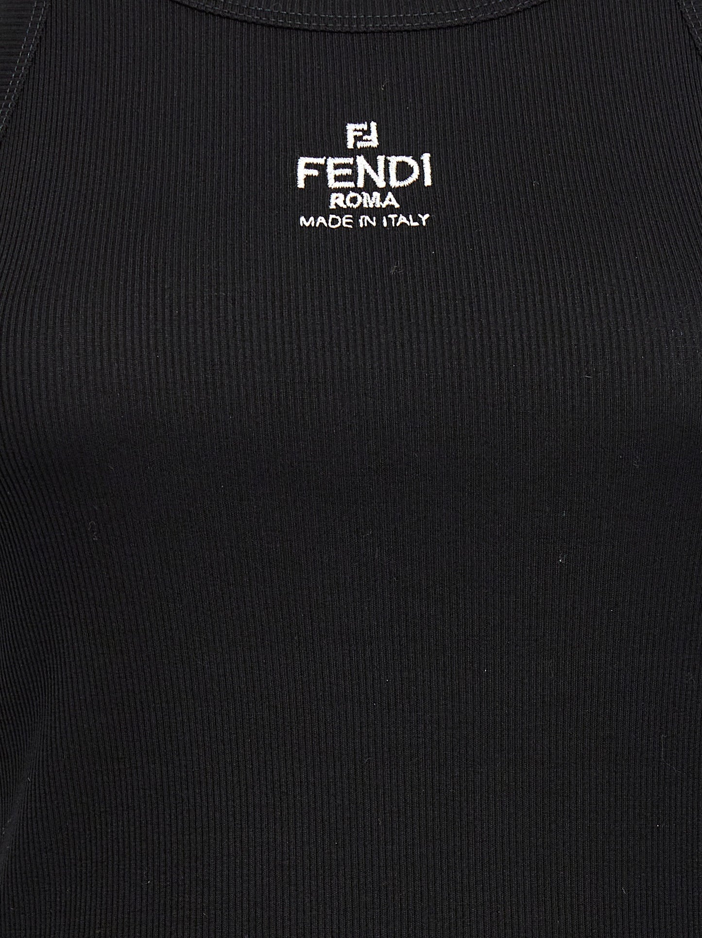 Débardeur Fendi en Coton Noir avec Finition Nervurée