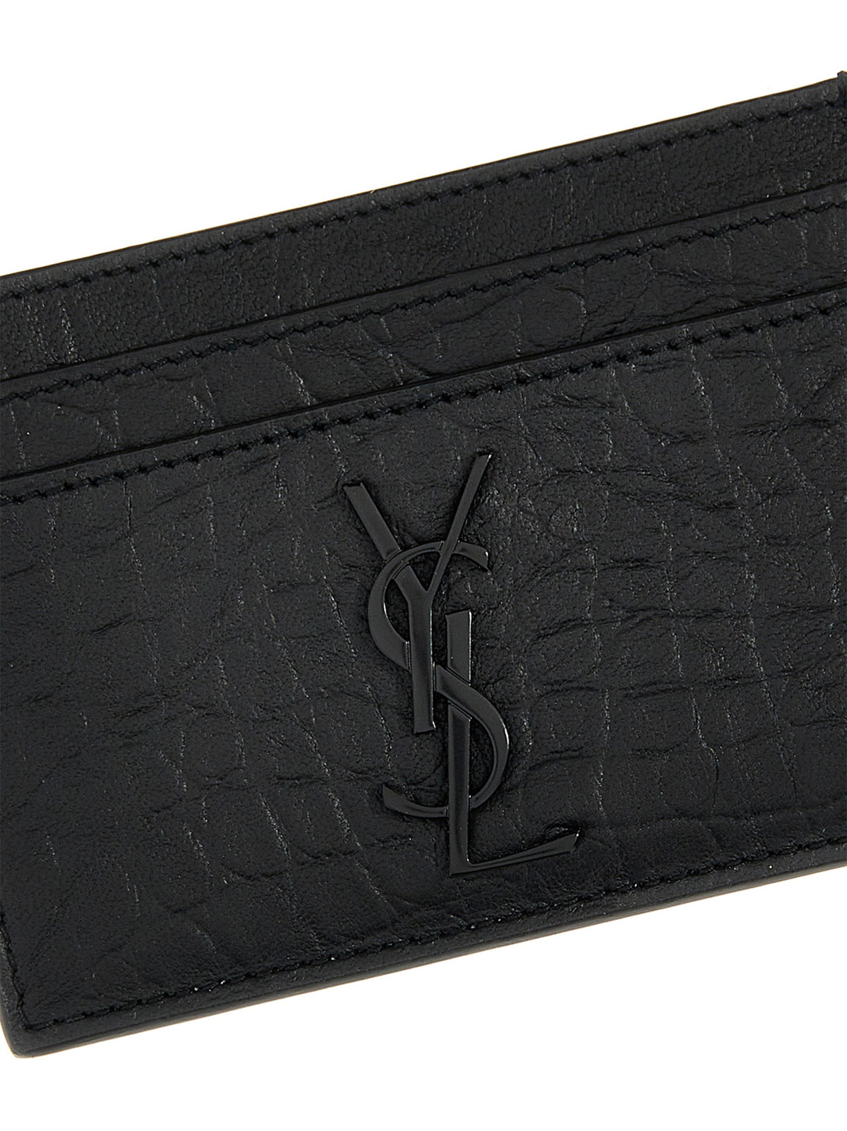 Saint Laurent Black Lambskin Cassandre Card Holder