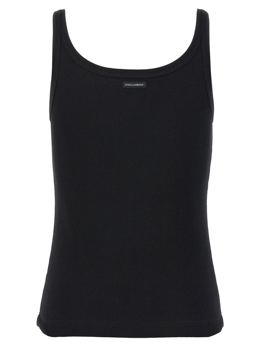 Camisetas sin mangas de algodón negras Dolce & Gabbana