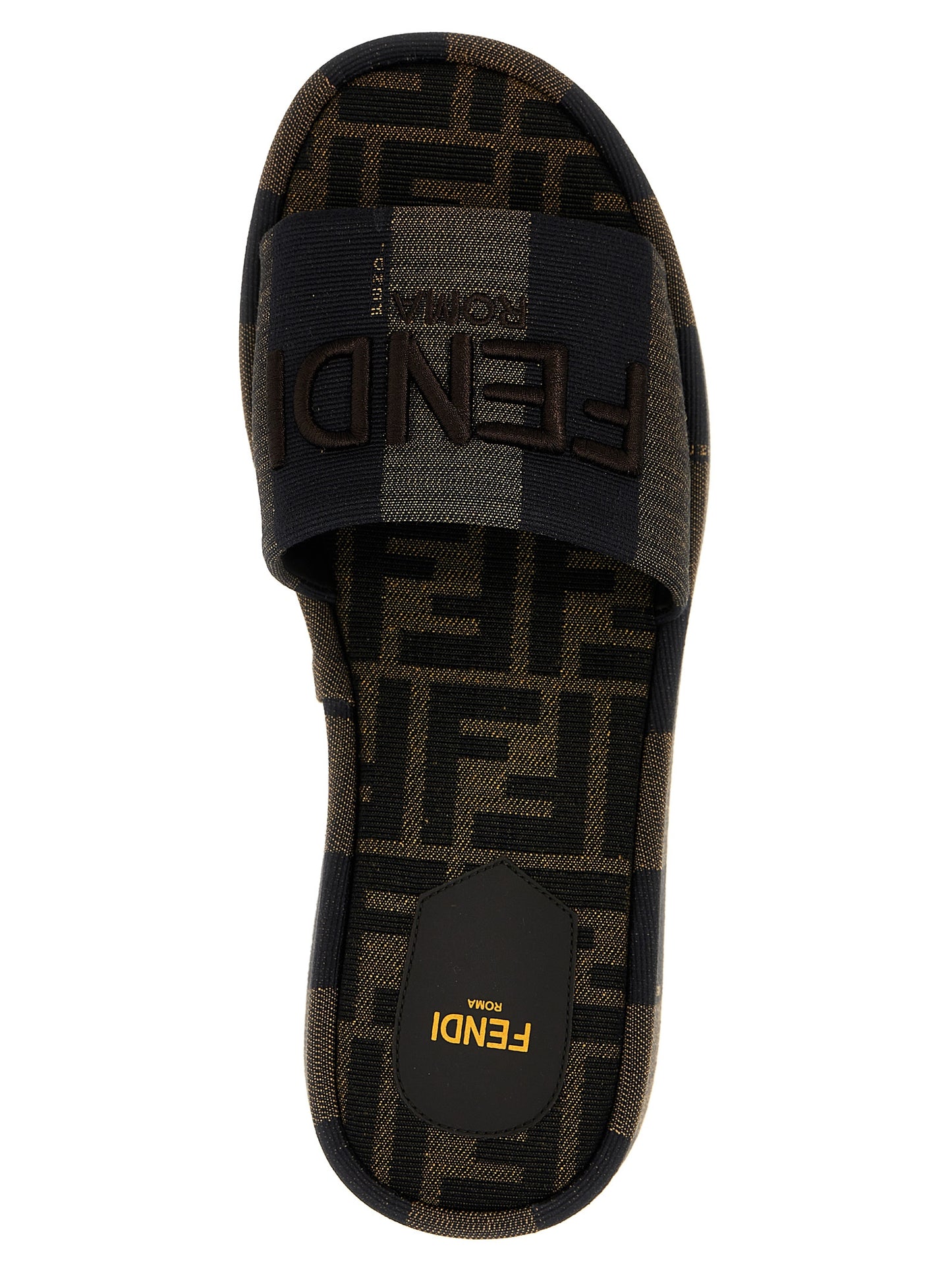 Pantuflas Fendi de algodón marrón