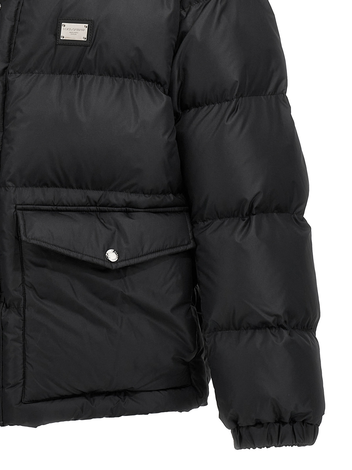 Chaqueta Negra De Poliéster Con Aislamiento Térmico Dolce & Gabbana